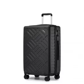   Miss Lulu London KSS2495 - Supercase 24 Zoll Schlank Geometrisches minta Harte Schale ABS+PC Check-In-bőrönd  TSA-zár  müheloses Reisen - fekete