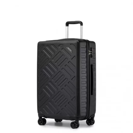 Miss Lulu London KSS2495 - Supercase 24 Zoll Schlank Geometrisches minta Harte Schale ABS+PC Check-In-bőrönd  TSA-zár  müheloses Reisen - fekete