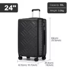 Miss Lulu London KSS2495 - Supercase 24 Zoll Schlank Geometrisches minta Harte Schale ABS+PC Check-In-bőrönd  TSA-zár  müheloses Reisen - fekete