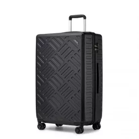   Miss Lulu London KSS2495 - Supercase 28 Zoll bőrönd  elegantem geometrischen minta  ABS+PC és TSA-zár  müheloses Reisen - fekete