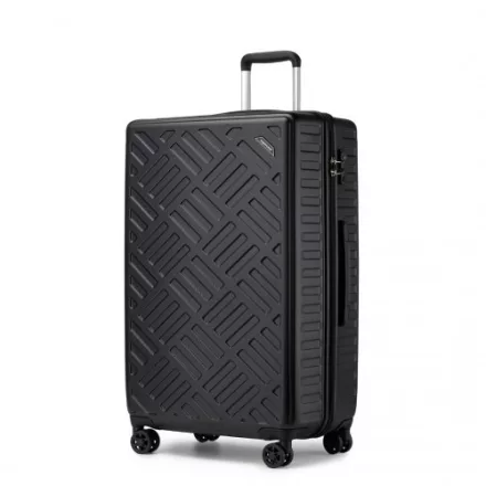 Miss Lulu London KSS2495 - Supercase 28 Zoll bőrönd  elegantem geometrischen minta  ABS+PC és TSA-zár  müheloses Reisen - fekete