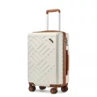Miss Lulu London KSS2495 - Supercase 20 Zoll Schlank Geometrisches minta Harte Schale ABS+PC Kabine kézipoggyász bőrönd  TSA-zár - Creme és barna