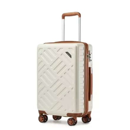 Miss Lulu London KSS2495 - Supercase 20 Zoll Schlank Geometrisches minta Harte Schale ABS+PC Kabine kézipoggyász bőrönd  TSA-zár - Creme és barna