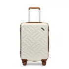 Miss Lulu London KSS2495 - Supercase 20 Zoll Schlank Geometrisches minta Harte Schale ABS+PC Kabine kézipoggyász bőrönd  TSA-zár - Creme és barna