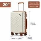 Miss Lulu London KSS2495 - Supercase 20 Zoll Schlank Geometrisches minta Harte Schale ABS+PC Kabine kézipoggyász bőrönd  TSA-zár - Creme és barna