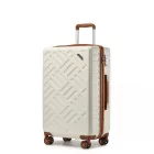 Miss Lulu London KSS2495 - Supercase 24 Zoll Schlank Geometrisches minta Harte Schale ABS+PC Check-In-bőrönd  TSA-zár  müheloses Reisen - Creme és barna