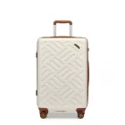 Miss Lulu London KSS2495 - Supercase 24 Zoll Schlank Geometrisches minta Harte Schale ABS+PC Check-In-bőrönd  TSA-zár  müheloses Reisen - Creme és barna
