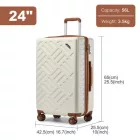 Miss Lulu London KSS2495 - Supercase 24 Zoll Schlank Geometrisches minta Harte Schale ABS+PC Check-In-bőrönd  TSA-zár  müheloses Reisen - Creme és barna