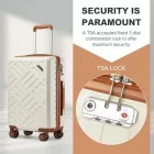 Miss Lulu London KSS2495 - Supercase 24 Zoll Schlank Geometrisches minta Harte Schale ABS+PC Check-In-bőrönd  TSA-zár  müheloses Reisen - Creme és barna
