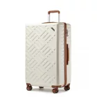 Miss Lulu London KSS2495 - Supercase 28 Zoll bőrönd  elegantem geometrischen minta  ABS+PC és TSA-zár  müheloses Reisen - Creme és barna