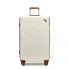Miss Lulu London KSS2495 - Supercase 28 Zoll bőrönd  elegantem geometrischen minta  ABS+PC és TSA-zár  müheloses Reisen - Creme és barna