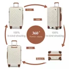 Miss Lulu London KSS2495 - Supercase 28 Zoll bőrönd  elegantem geometrischen minta  ABS+PC és TSA-zár  müheloses Reisen - Creme és barna