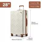 Miss Lulu London KSS2495 - Supercase 28 Zoll bőrönd  elegantem geometrischen minta  ABS+PC és TSA-zár  müheloses Reisen - Creme és barna