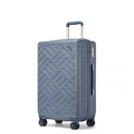   Miss Lulu London KSS2495 - Supercase 24 Zoll Schlank Geometrisches minta Harte Schale ABS+PC Check-In-bőrönd  TSA-zár  müheloses Reisen - kék