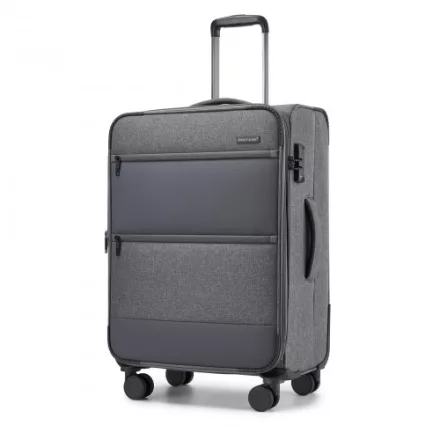 Miss Lulu London KSB2597 - British utazó Eleganter, robuster 24-Zoll-Weichschalenkoffer  leisen TPE-Rollen, TSA-Sicherheit és erweiterbarem Volumen - szürke