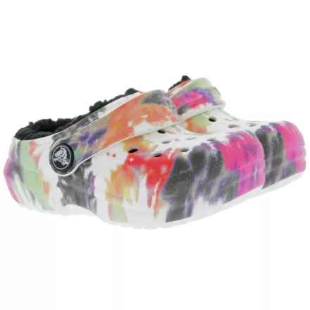 crocs classic lined tie-dye gyerek házicipő bélelt papucs dupla crocs kényelemmel színes Méret:22_23