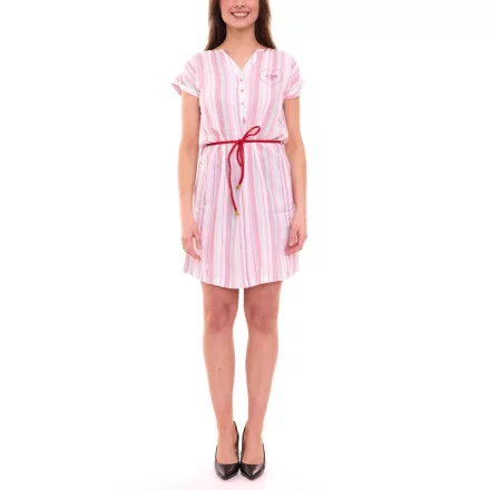 TOM TAILOR POLO TEAM szőtt csíkos női s mini ruha  Öv 72680429 fehér/Multicolored Méret: 38