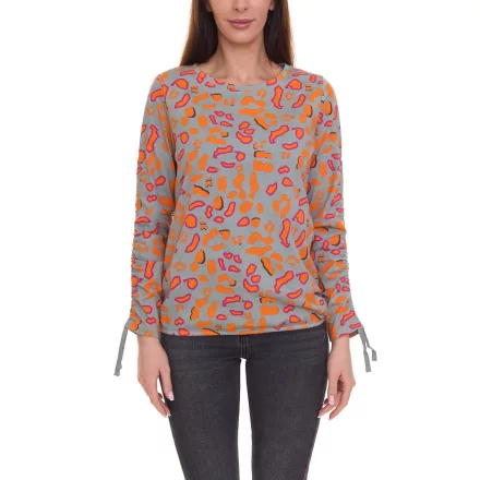 BOYSEN S női s print Ing  all-over print hosszú-sleeved blúz 39077013 szürke/narancssárga Méret: 38