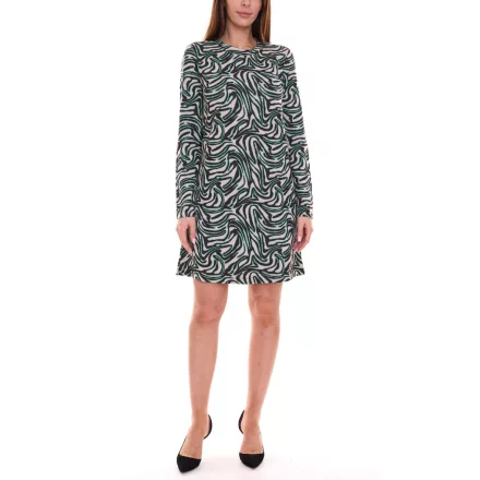 Aniston SELECTED női mini ruha all-over mintával hosszú ujjú ruha 88938605 fekete/zöld/bézs Méret:38