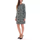 Aniston SELECTED női mini ruha all-over mintával hosszú ujjú ruha 88938605 fekete/zöld/bézs Méret:38