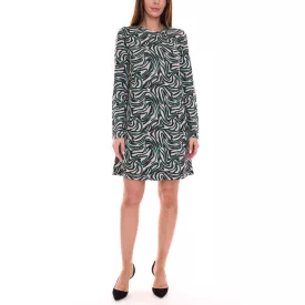   Aniston SELECTED női mini ruha all-over mintával hosszú ujjú ruha 88938605 fekete/zöld/bézs Méret:42
