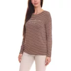 Street egy női s hosszú-sleeved Ing, csíkos Pulóver  lettering elülső oldalán 23254627 barna Méret: 34