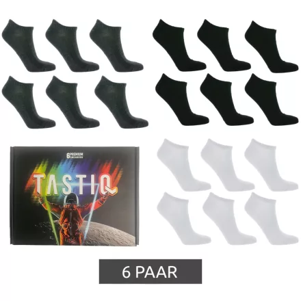 6 pár TASTIQ sneakercipő zokni, egyszerű pamutzokni díszdobozban, sportzokni fekete, szürke vagy fehér Méret:35_38