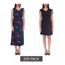   2 db AJC női nyári ruha maxi ruha virágos teljes mintával és egyszerű mini ruha 25760756 fekete/kék Méret:32