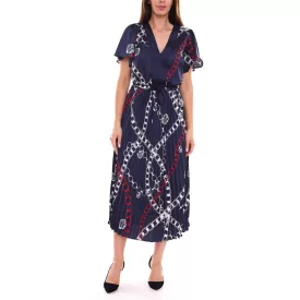   DELMAO női maxi ruha stílusos nyári ruha all-over mintával 65542222 Navy Méret:36