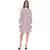 DELMAO női pamut ruha mini ruha csíkos hosszú-sleeved ruha blúz ruha 10440711 fehér/kék/piros Méret: 36
