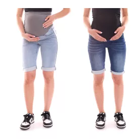   nine 9 months női nadrág summer pelenkázó Sort Rövidnadrág comfortable pregnancy Sort Rövidnadrág nadrág summer nadrág kék/szürke vagy kék/fekete Méret: 46
