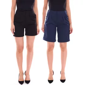   AJC női summer Sort Rövidnadrág, nadrág Öltöny Nadrág, everyday bermuda rövidnadrág Sort Rövidnadrág in fekete vagy navy Méret: 32