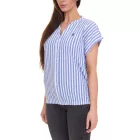 DELMAO női summer blúz csíkos nadrág-sleeved blúz summer Ing rózsaszín/fehér vagy kék/fehér Méret: 32_34