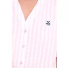 DELMAO női summer blúz csíkos nadrág-sleeved blúz summer Ing rózsaszín/fehér vagy kék/fehér Méret: 32_34