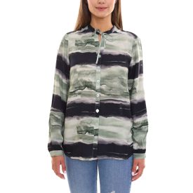   bruno banani női hosszú-sleeved blúz in batik look summer Ing 31663237 zöld/fekete Méret: 36