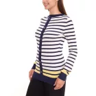 DELMAO női hosszú-sleeved Ing, csíkos kerek-nyak pulóver 16256460 kék/fehér Méret: 32_34