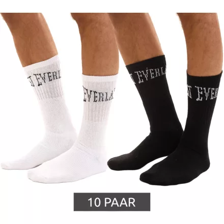 10 pár EVERLAST férfi sport Zokni  pamut tartalom, női Zokni, hosszú Zokni, OEKO-TEX Standard EVL1TENX, fehér vagy fekete Méret: 39_42