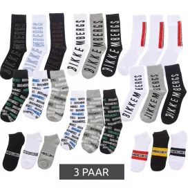  3 pár BIKKEMBERGS férfi tennis Zokni  márka lettering, pamut Zokni, fehér/fekete/szürke/kék Méret: 39_42