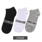 3 pár BIKKEMBERGS férfi tennis Zokni  márka lettering, pamut Zokni, fehér/fekete/szürke/kék Méret: 39_42