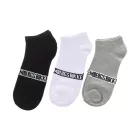 3 pár BIKKEMBERGS férfi tennis Zokni  márka lettering, pamut Zokni, fehér/fekete/szürke/kék Méret: 39_42
