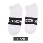 2 pár BIKKEMBERGS férfi pamut Zokni  kicsi márka lettering, Zokni, edzőcipő Zokni, fehér/fekete/piros Méret: 39_42