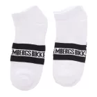 2 pár BIKKEMBERGS férfi pamut Zokni  kicsi márka lettering, Zokni, edzőcipő Zokni, fehér/fekete/piros Méret: 39_42