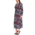 DELMAO női midi ruha all-over mintával, hosszú ujjú ruha, nyári ruha 58986315 kék/piros Méret:34