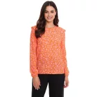 Tamaris blúz Ing női hosszú-sleeved blúz  virágos minta és kicsi ruffles 50537609 narancssárga/rózsaszín Méret: 38