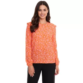   Tamaris blúz Ing női hosszú-sleeved blúz  virágos minta és kicsi ruffles 50537609 narancssárga/rózsaszín Méret: 38