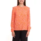 Tamaris blúz Ing női hosszú-sleeved blúz  virágos minta és kicsi ruffles 50537609 narancssárga/rózsaszín Méret: 38