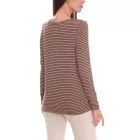 Street egy női hosszú-sleeved Ing, csíkos Pulóver  lettering elülső oldalán, barna/fekete vagy zöld/fehér Méret: 34
