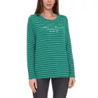 Street egy női hosszú-sleeved Ing, csíkos Pulóver  lettering elülső oldalán, barna/fekete vagy zöld/fehér Méret: 34