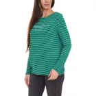 Street egy női hosszú-sleeved Ing, csíkos Pulóver  lettering elülső oldalán, barna/fekete vagy zöld/fehér Méret: 34