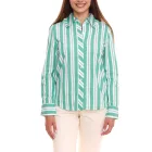 AjC női blúz csíkos hosszú-sleeved pamut Ing  kicsi ruffles 36148235 zöld/fehér Méret: 46